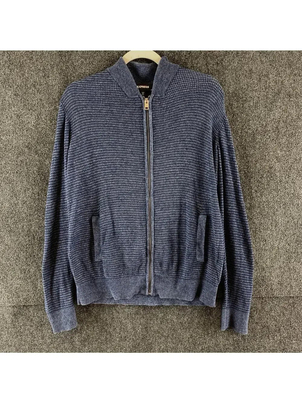 EXPRESS Men’s Jacket Sweater Knit Full Zip Long Sleeve Blue Size Small